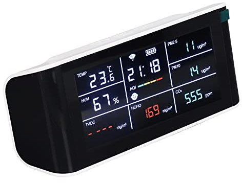 9 in 1 Luftqualitätsmonitor, Tragbarer CO2 -Detektor mit WLAN, Echtzeitdaten für Weinkeller zu Hause, App Support, 2000 -mAh -Akku, 24 -Stunden -Überwachung