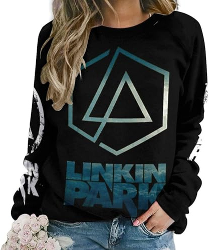Damen Lin&kin Schwarz Sweatshirt mit Grafik Rundhals Ausschnitt Langarm Park Pullover Weiches Band Sweat-Shirt für Frauen Fans Geschenke Merch Bekleidung Neuheit Tops