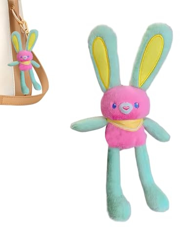 Pull Up Plush Toy Bunny, Kaninchenplüsch, 11inch interaktive Osterhase gefülltes Tier, Schaltbare Ohren und Beine lustige Kaninchen -Plüsch -Schlüsselbund, Anhänger für Geburtstage & Ostern