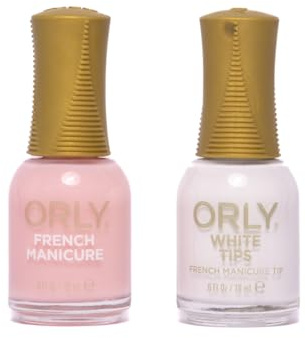 ORLY Rose-Coloured Glasses & White Tips Nail Polish Duo | Classic French Manicure Essentials | Sheer Rose-Pink & Bright White Creme (18ml x 2)