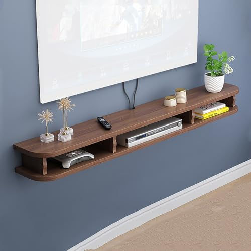 Console d'entrée en marbre avec miroir, meuble TV mural moderne, meuble TV flottant, console multimédia murale, meuble de divertissement en bois avec porte à rabat, éclairage LED, design à d