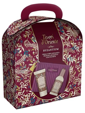 Tesori d'Oriente, Byzantium resepresentset, innehåller doftdoft 100 ml, fuktgivande kroppskräm 75 ml och elegant kuvertväska, dyrbara och blommiga dofter med varma och hållbara anteckningar