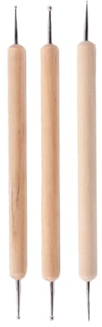 Zambuph 3 pièces outil de quilling stylo d'indentation en bois Double tête gaufrage pointillage traçage poignée ergonomique pour Nail Art poterie argile