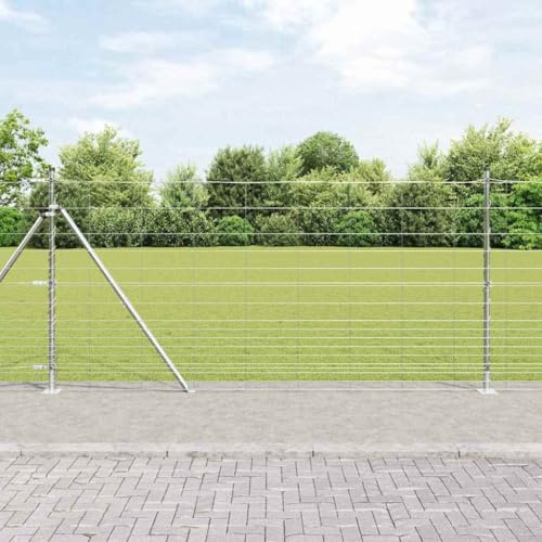 Zauntor, Wildzaun Silber 50 x 1,2 m Verzinkter Stahl Hundezauns Garten für Gartens, Haus, Hof