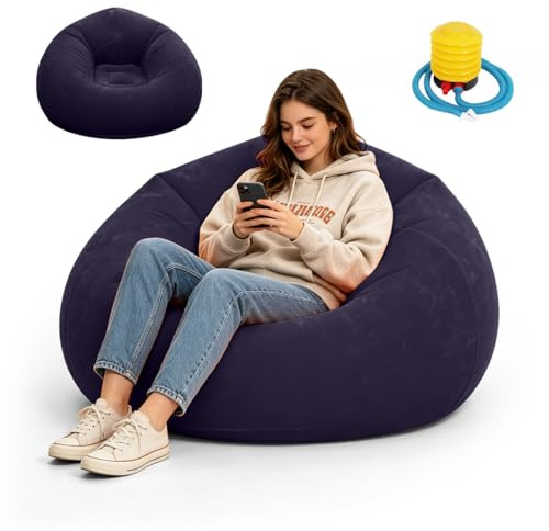 XUTUUDID Air Sofa Lazy, No Bean Bag, Aufblasbares Sofa, Aufblasbarer Sessel, Waschbar, Wohnzimmer Liegestuhl, Schlafzimmer Sitzsack Superweich (Blau)