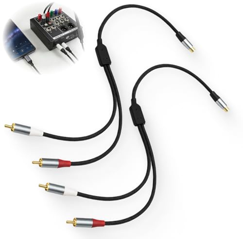 JXRSKJ 2Pcs Câble Stéréo RCA 50cm, 1 Femelle vers 2 Mâle Doubleur Câble RCA Splitter Tressée, Jack Audio Stéréo Cordon pour Amplificateur, Subwoofer, Console de Jeu, Home Cinéma, HDTV