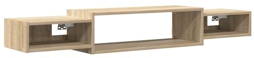 LKJephalotrop Mobile TV da parete, mobile basso effetto rovere Sonoma, mensola sospesa con 3 scomparti, 140 cm, in legno per soggiorno e media, design salvaspazio