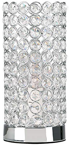 MiniSun | Modern Polished Chrome and Clear K9 Crystal Jewel Touch Table Lamps | Table Lamps, Home Décor & Improvement Essential | Set of 2 | Includes 5W LED Bulbs [3000K Warm White]