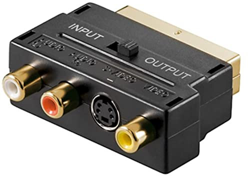 goobay 50499 Adattatore Scart a Audio-Video Composito e S-Video, In/Out, Nero