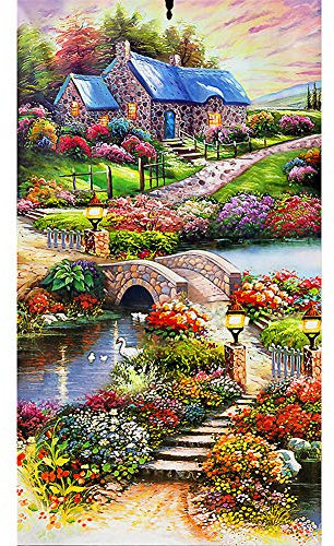 Domybest Maison de Campagne 5D DIY Diamond Painting Grande Taille Complet Artisanat Diamond Painting Paysage Bricolage Peinture Diamant 5D Complet Point de Croix Décoration 85x45cm