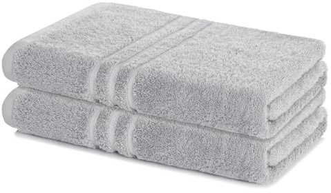 Lavea® Set med 2 Badhanddukar 70x140 cm 100% Bomull – Mjuka och Absorberande – Perfekta som Stora Badhanddukar, Badlakan eller Handdukar – Silver