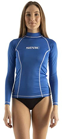Seac T-Sun Long Lady, Camiseta de protección Rash Guard para esnorkel y natación anti UV, azul, M