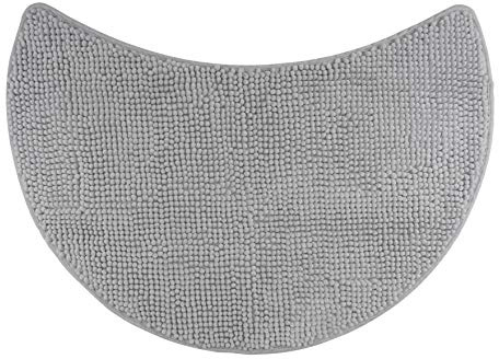 fluffy® Badteppich für Rundduschen aus Chenille mit Rutschfester Unterseite (Sichel | Duschradius 55 cm, Grau)