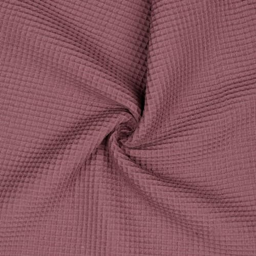 VmG-Store Waffelpique Meterware Waffel Stoff 100% Baumwollstoff Tex 100 (015 I Mauve, 50 x 150cm)