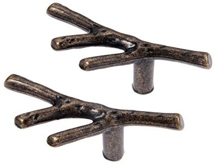 Knobs Retro Style Zinc Alloy Tree Branch Kitchen Cabinet Door Handles Cupboard Knobs Wardrobe Pull (2Pcs, Single Hole)