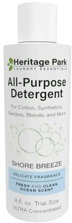 Heritage Park Luxury Laundry Detergent | Dermatologist Tested Plant based Natural & Enzyme Laundry Detergent | Sensitive Skin Friendly - Shore Breeze ((4 fl oz Trial Size)