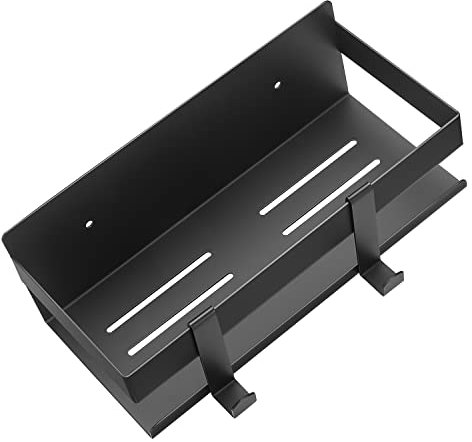 MEIJO Étagère de Douche, Étagère Salle de Bain Acier Inoxydable Panier de Doucheavec 2 Crochets Amovibles (Noire)