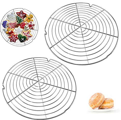Raffreddatore per torte,2 pezzi Griglia di rotonda 30,5cm,Griglia di cottura in acciaio inox,Griglia metallica per un raffreddamento uniforme e rapido, Facile da rimuovere i prodotti da forno