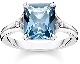 THOMAS SABO Ring blauer Stein mit Mond und Stern 925 Sterling Silber TR2297-644-1