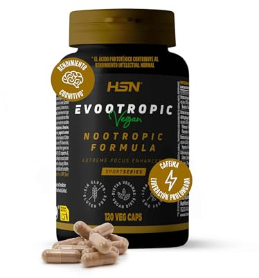 HSN Evootropic | 120 Cápsulas Vegetales | Nootrópico con Bacopa, Alpinia galanga, Fosfatidilserina, Huperzina A y CaffXtend® de Liberación Prolongada + L-Teanina | No-GMO, Vegano, Sin Gluten