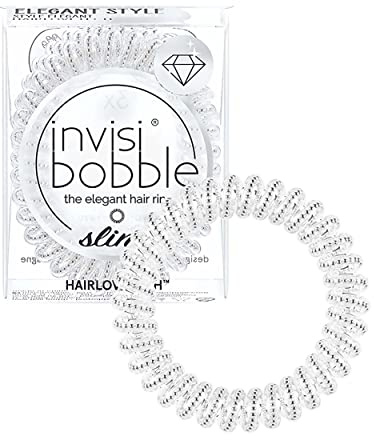 invisibobble Slim Haargummi Chrome I 3x Dünne Haargummis Silber Metallic für Mädchen & Damen I eleganter Look & starker Halt I designed im Herzen Münchens