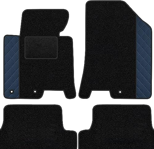 moto-MOLTICO Fußmatten Auto - Velours Autoteppiche | Automatten Set 4-teilig - Auffälliges Design - passend für Hyundai i40 2011-2019 (Blaues Muster)