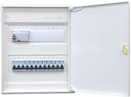 Hager VA24CN Répartiteur en saillie à 2 rangées avec bornier Kit 1 x FI 4 broches + 1 x 3 broches + 9 x 1 broches LS B16A