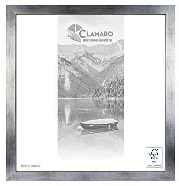 CLAMARO Bilderrahmen Collage, eckig, 20x20 cm, Silber Gebürstet, Acrylglas | Außenmaß ca. 24,8x24,8 cm, MDF-Holzleiste, HDF-Rückwand, Metallaufhänger für Hoch- und Querformat, handgefertigt