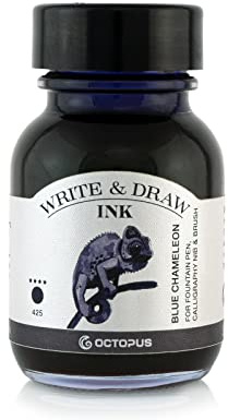 Octopus Write & Draw Ink Blue Chameleon, wasserfeste Zeichentinte, 50 ml | Dokumentenechte Zeichentusche nach DIN ISO 12757-2 und 14145-2, radierfest, für präzise Linien und gestochen scharfe Schrift