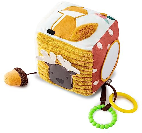Little Big Friends Soft Activity Cube | Stoff Fühlwürfel Baby ab 0 Monate | Motorikwürfel & Sensorikwürfel | Entwicklungsspielzeug | Wald