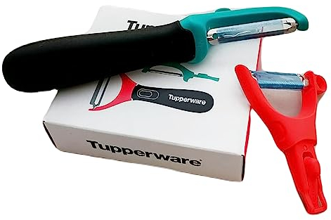 Tupperware Profischäler Griff mit 2 Aufsätzen Schälfix Universalschäler Click System petrol lachs schwarz