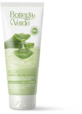 Bottega Verde - Aloe, Crema Gel Defaticante Gambe e Caviglie, 100 ml, con 30% Succo di Aloe Bio, Frescolat® e Centella, Idratante, Rinfrescante, Effetto Gambe Leggere, Formula Vegana