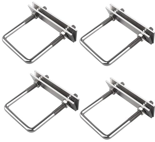 Bügelschrauben M8, 4 Stück U Bolzen, U-Bügel mit zwei Gegenplatten, Quadratische Bügelbolzen, für Werkstatt Rundstahlbolzen Rundstahlbügel