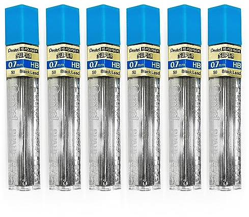 Pentel Super Polymer Ersatzminen für Automatik- und Druckbleistifte (6 Stück, 0,7 mm HB)