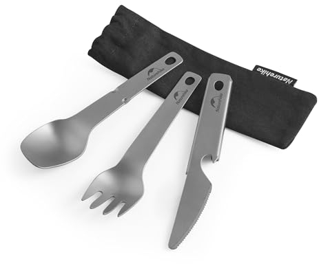 Naturehike Vaisselle en titane pur Équipement de pique-nique Couteau Fourchette Cuillère Décapsuleur Vaisselle de voyage Vaisselle de plein air Seulement 40 g
