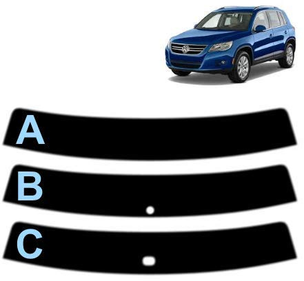 Sonnenblendstreifen für Tiguan 5-Türen 2007-2015 - Passgenaue Tönungsfolie (05% Tiefschwarz, A)