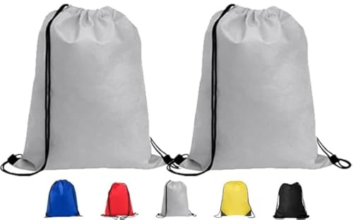 TROTH Unisex Drawstring Gym Bags, String Trainer Bag, Personalized Drawstring Bag Suitable for Sports, School Kids PE, Gym, Travel, Swimming, and Various Activities (2 Pack, Grey)