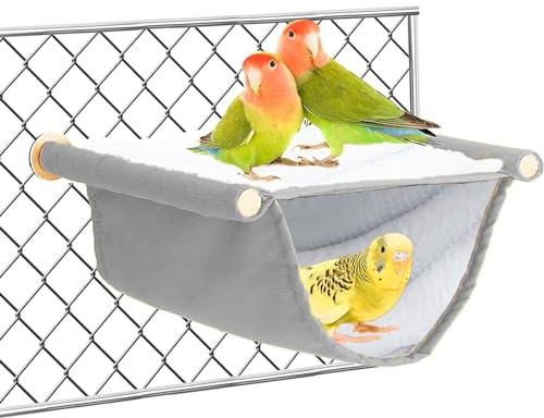 Vogel Hängematte Etagenbett, Vogelnest Höhlen Schlafplätze Vogelkäfig Zubehör Vogel Spielzeug Vogelnest Etagenbett Hängende Hängematte für Wellensittich Nymphensittich Finken Hamster Rennmaus (Grau)