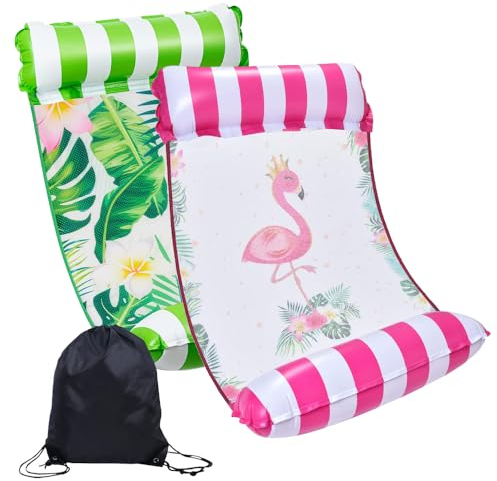 Hojalis 2 Stück Aufblasbare Wasserhängematte, Luftmatratze Pool, Aufblasbares Schwimmbett, 4-in-1 Luftmatratze Wasser und Pool Spielzeug mit Aufbewahrungstasche, für Reisen