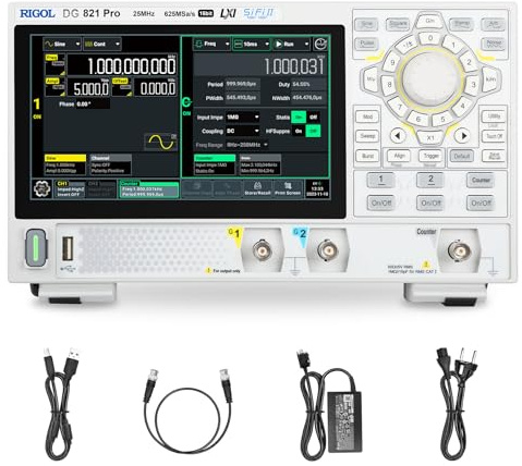 RIGOL Generador de Funciones,DG821 Pro Generador de Señales,25 MHz,1 Canal,Resolución de 16 bits,Pantalla táctil HD de 7 pulgadas,Ultra portátil,Ideal para pruebas en campo y enseñanza en laboratorio