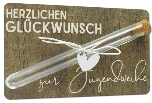 Geschenk zur Jugendweihe I Originelles kleines Geldgeschenk & Gutscheinidee I Geldgeschenk zur Jugendweihe I Geldgeschenke & Geldverpackung I Karte mit Gravur Herzlichen Glückwunsch zur Jugendweihe