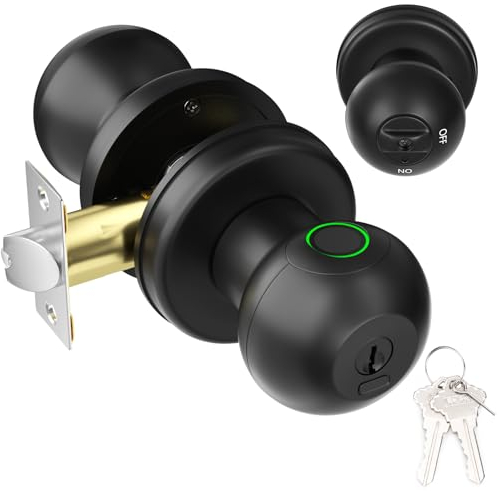 FITNATE Biometric Door Lock, Rechargeable Fingerprint Lock with Key, Smart Door Handle for Bedrooms, Offices, and Hotels