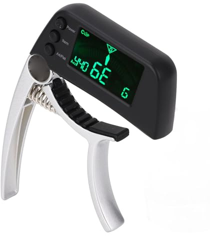 2-in-1-Gitarren-Capo-Stimmgerät, Gitarren-Stimmgerät-Clip mit LCD-Bildschirm, Geeignet für Akustische Elektrische Klassische Gitarren, Ukulele