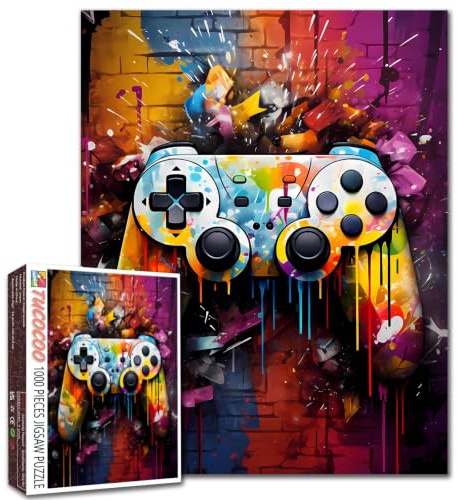 Jeu À Thème de Puzzle 1000 Pièces - Art Vidéo Aquarelle - 27 x 50 cm - Coloré À Faire Soi-même pour la Décoration de la Maison - Activité Familiale