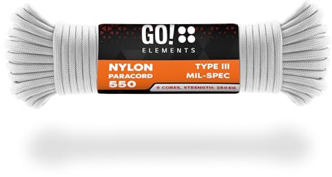 GO!elements Paracord in nylon 4mm – 550 Tipo III originale, linea multifunzionale adatta per uso militare o come altalena | portata max. 250kg