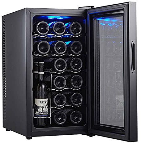 SmPinnaA Refrigerador De Bebidas Mini, Gabinete De Vino De Temperatura Constante Ajuste De Temperatura Barra De Encimera Independiente Refrigerador Compresor De Operación Silencio,White-Elegant Black