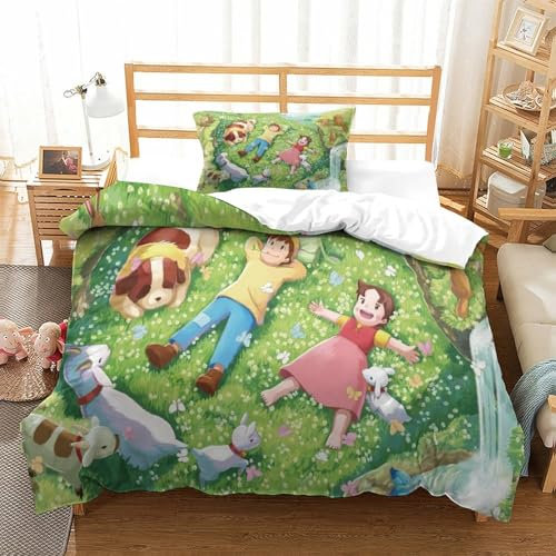 Rochile Heidi Bettbezug Bettwäsche-Sets Kinderbettwäsche Reißverschluss Mit Kissenbezug Betten Set Für Jugendliche Kinder Schlafzimmer Single（135x200cm）
