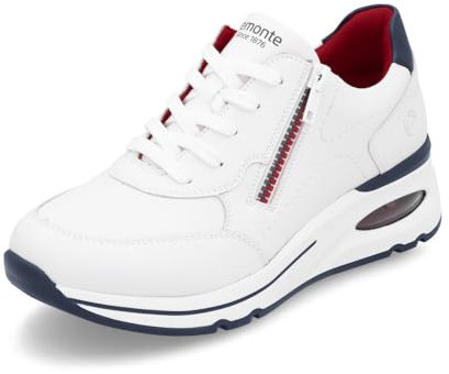 Remonte Damen Low-Top Sneaker D2H00, Frauen Halbschuhe,lose Einlage,Laufschuhe,schnürschuhe,schnürer,Plateausohle,Sportschuhe,Weiss Kombi (80),38 EU