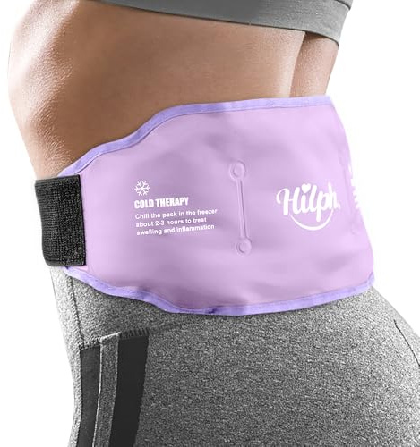 Hilph Poche de Glace pour Soulager les Douleurs Lombaires, Réutilisable Ceinture Glace Dos Thérapie par le Chaud et le Froid pour les Douleurs de la Colonne Vertébrale et du Coccyx - Pourpre