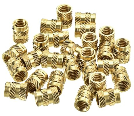 QUARKZMAN 120 Stück Gewindeeinsatz, Gerändelte Einpressmuttern, M6 x 10mm L x 8mm Ø 3D Druck Messingmuttern Weibliche Gewindeeinsätze Messing Heizeinsatz Einbettungsmutter